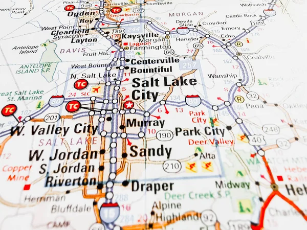 Salt Lake City Usa Mapa Fundo — Fotografia de Stock