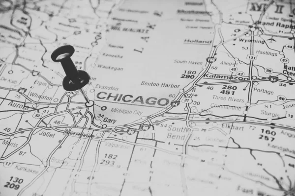 Σικάγο Στο Χάρτη — Φωτογραφία Αρχείου