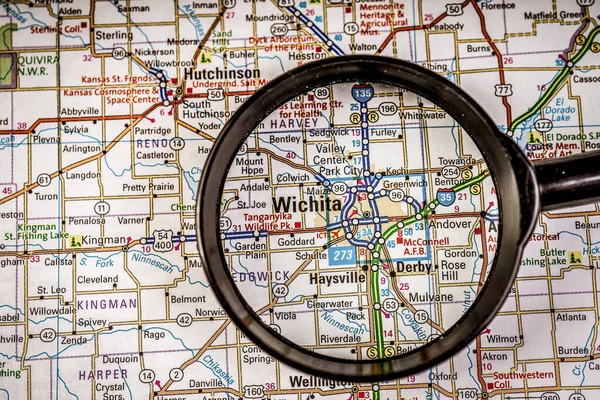 Wichita Usa Map Travel Background — стокове фото