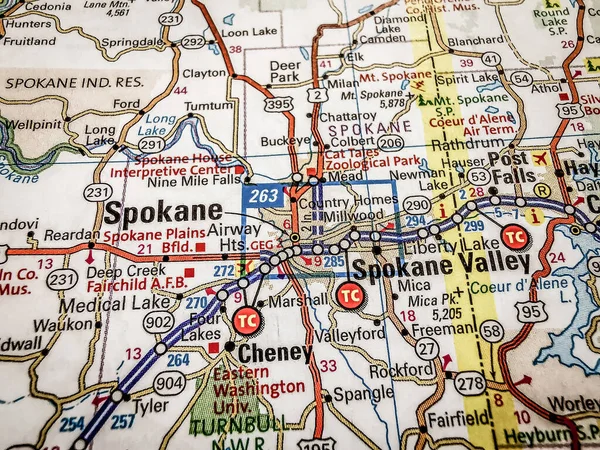 Spokane Mapie Usa — Zdjęcie stockowe