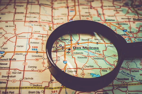 Des Moines Mapa —  Fotos de Stock