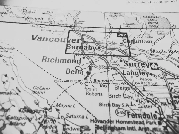 Βανκούβερ Στο Χάρτη Του Καναδά — Φωτογραφία Αρχείου
