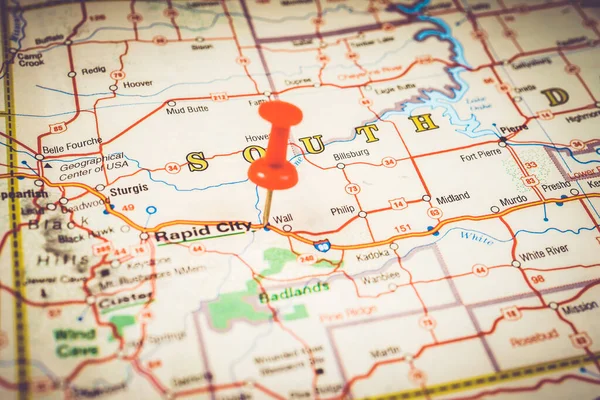 South Dakota Auf Der Karte — Stockfoto