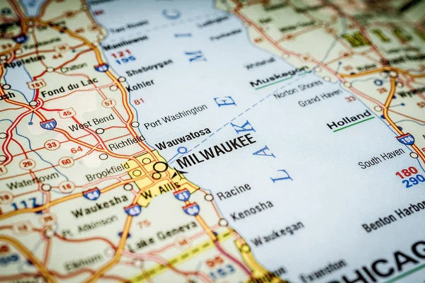 Milwaukee Mapě — Stock fotografie