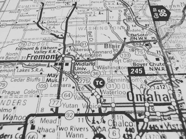 Omaha Auf Der Karte Der Usa — Stockfoto