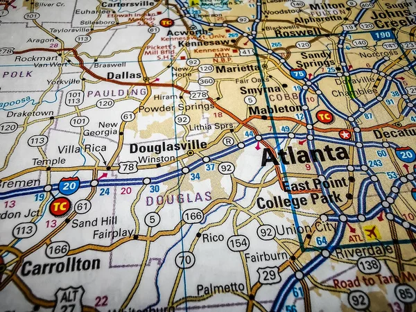 Atlanta Estados Unidos Mapa —  Fotos de Stock