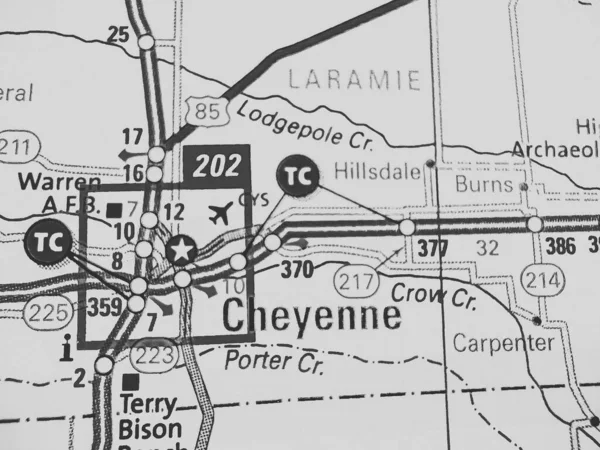 Cheyenne Sur Carte Usa — Photo