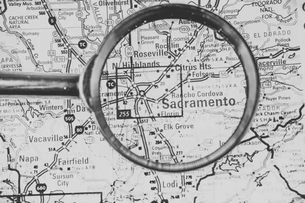 Sacramento Usa Karta Atlas Travel Bakgrund — Stockfoto