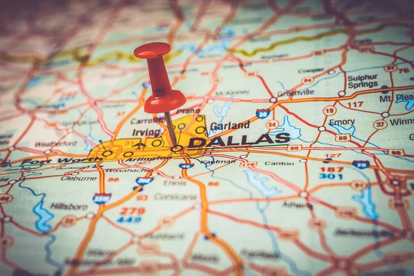 Dallas Sur Carte Des États Unis — Photo