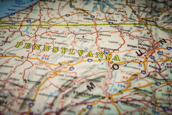 Pennsylvania Sulla Mappa — Foto Stock