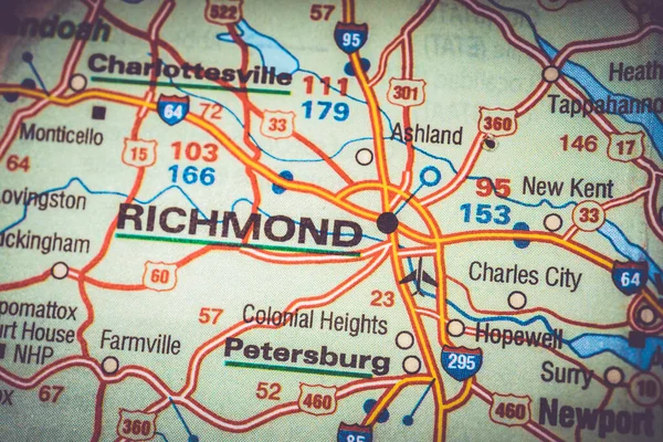 Richmond Mapa Fondo Viaje — Foto de Stock