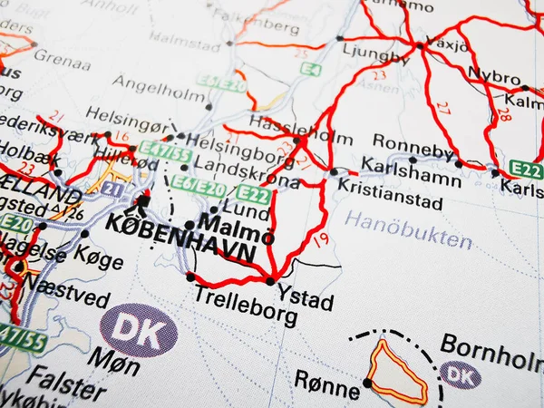 Кобенхавн Карті Доріг Європи — стокове фото
