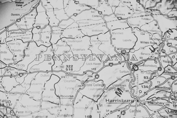 アメリカ地図上のペンシルベニア州 — ストック写真