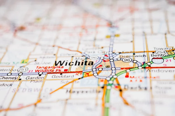 Wichita Usa Mapa Fondo Viaje — Foto de Stock