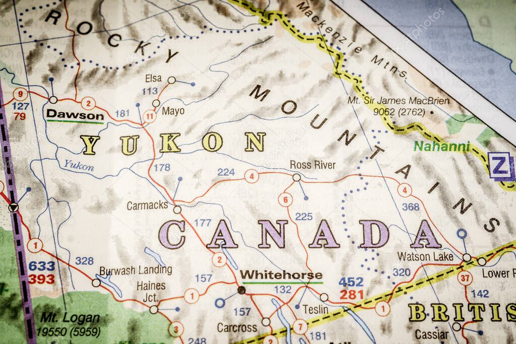 Yukon on Canada map background