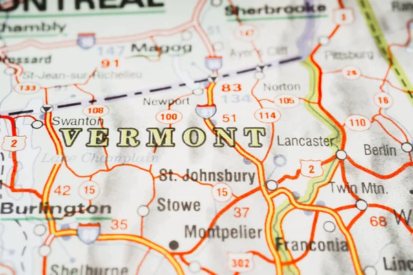 Vermont Mapa Dos Eua — Fotografia de Stock
