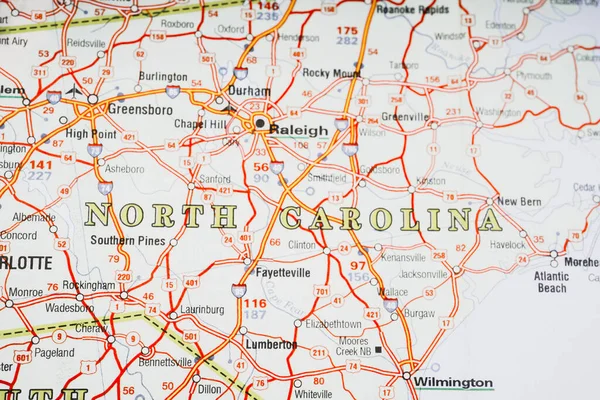 Severní Karolína Mapě Cestovní Zázemí — Stock fotografie