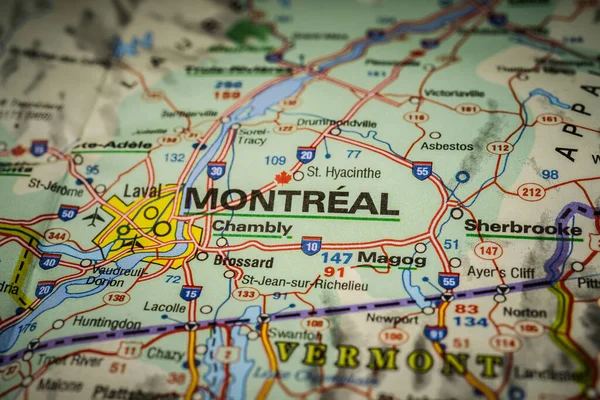 Montreal Sulla Mappa Canada — Foto Stock
