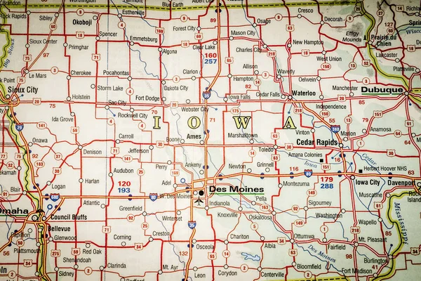 地図上のアイオワ州 — ストック写真
