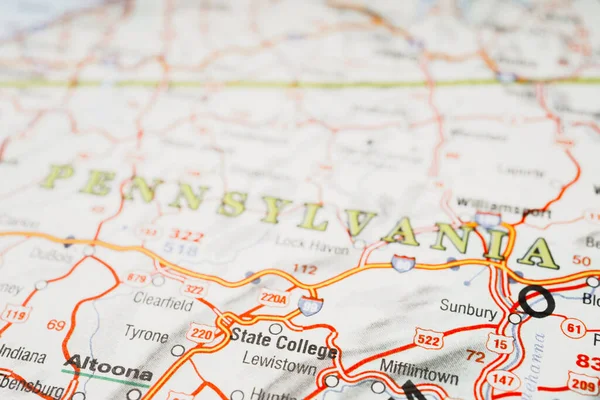 Pennsylvania Sulla Mappa — Foto Stock