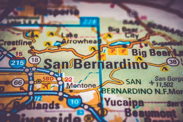 San Bernardino Estados Unidos Mapa Viagens Fundo — Fotografia de Stock