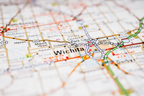 Wichita Usa Map Travel Background — Stock Photo, Image