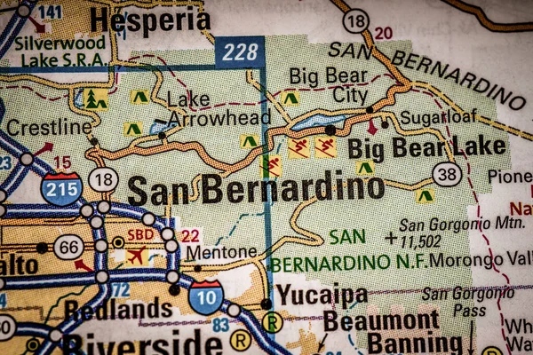 San Bernardino Estados Unidos Mapa Viagens Fundo — Fotografia de Stock