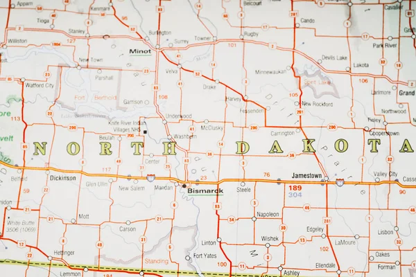 地図上のノースダコタ州 — ストック写真