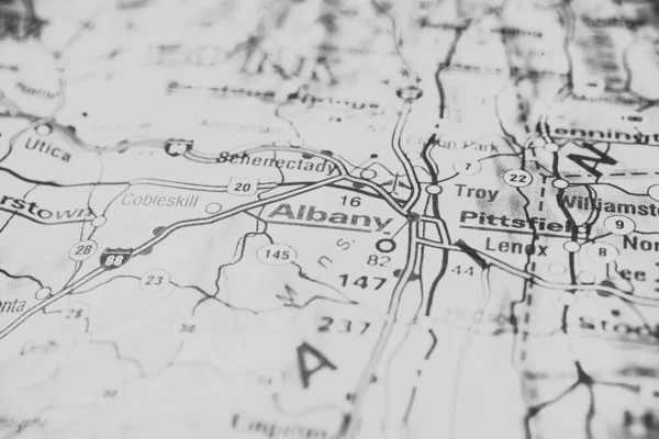 Albany Στο Χάρτη — Φωτογραφία Αρχείου