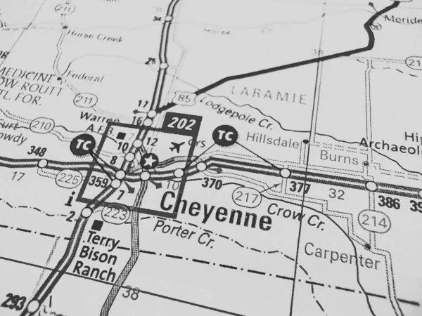 Cheyenne Sur Carte Usa — Photo