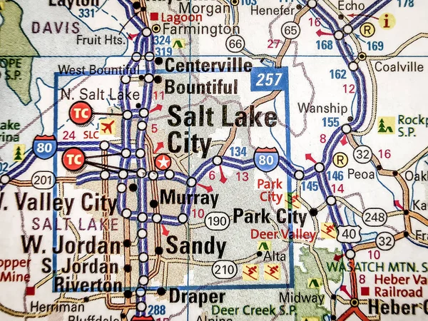 Salt Lake City Usa Mapa Fondo — Foto de Stock