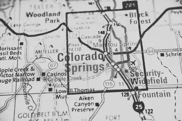 Colorado Springs Usa Mapa Fondo Viaje —  Fotos de Stock