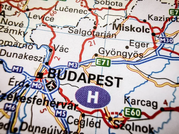 Budapest Road Map Europe — Stockfoto