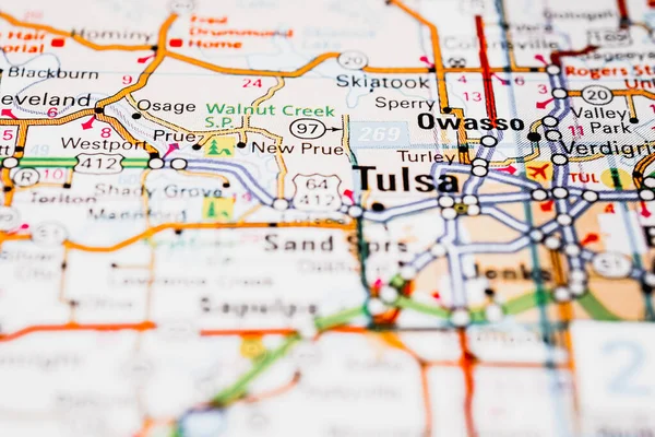 Tulsa Usa Kaart Achtergrond Reizen — Stockfoto