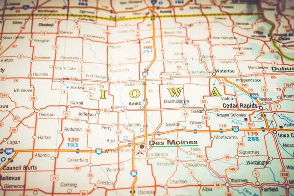 Estado Iowa Mapa — Fotografia de Stock