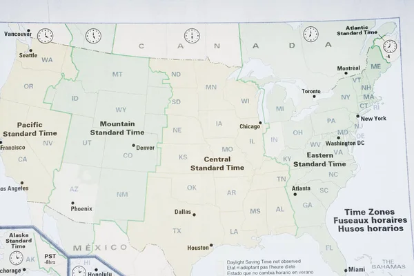 Mapa Tła Strefy Czasowej Usa — Zdjęcie stockowe