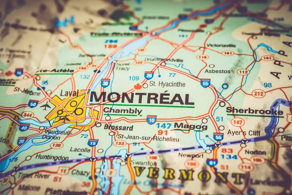 Montreal Sulla Mappa Canada — Foto Stock