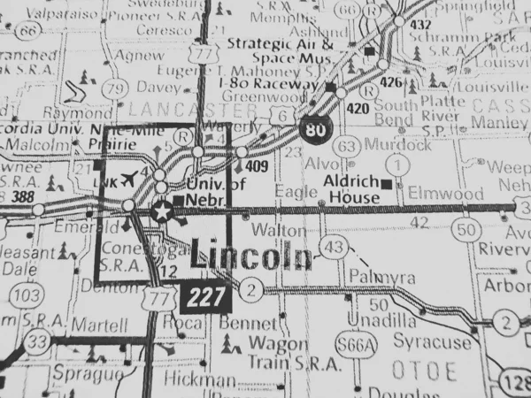 Lincoln Usa Kartan — Stockfoto