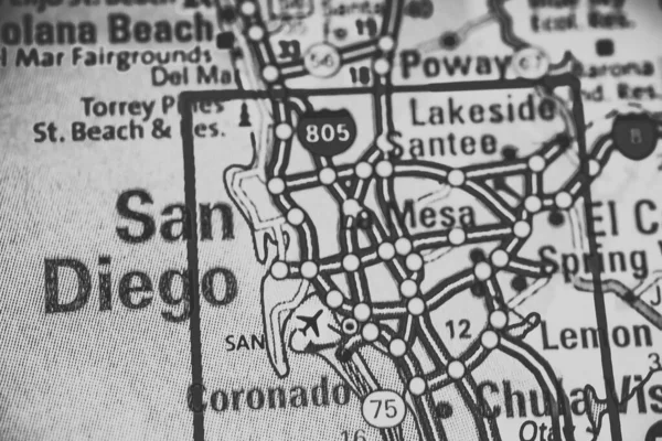 San Diego Usa Karta Resa Bakgrund — Stockfoto