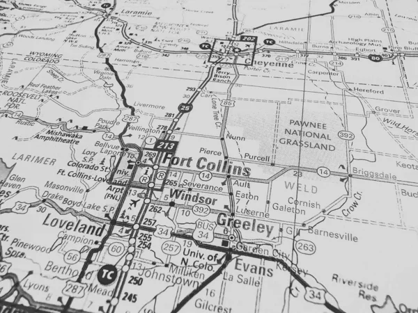 Fort Collins Usa Mapa Fondo — Foto de Stock