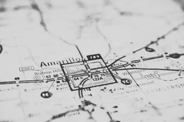 Amarilo Map Usa Background Travel — Stock Photo, Image