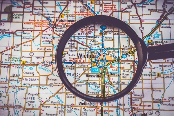 Wichita Usa Map Travel Background — стокове фото