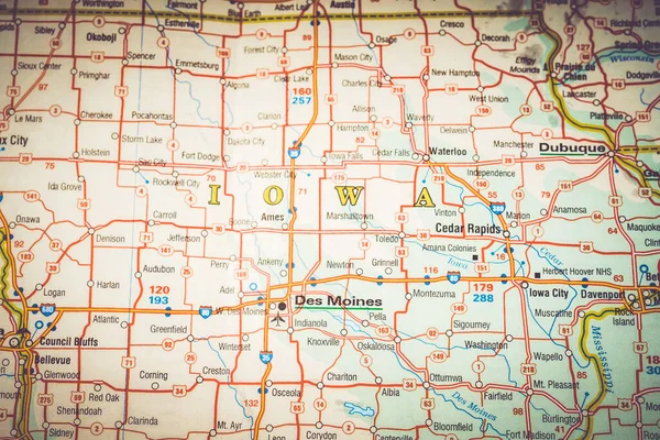 État Iowa Sur Carte — Photo