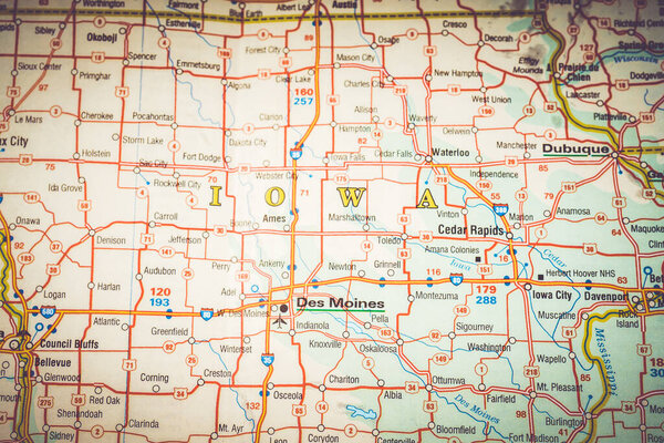 Штат Айова на карте
