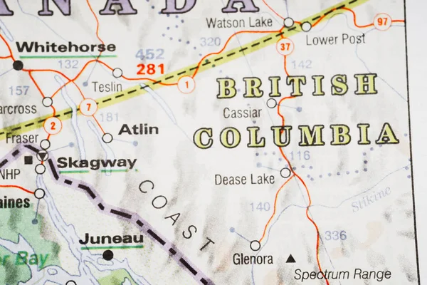 カナダのブリティッシュコロンビア州地図背景 — ストック写真