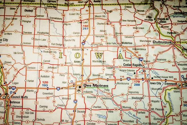 Estado Iowa Mapa — Fotografia de Stock