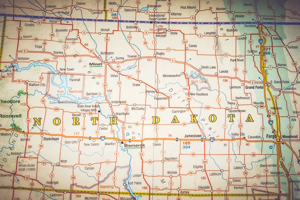 地図上のノースダコタ州 — ストック写真