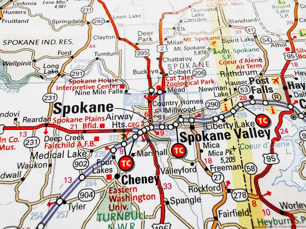 Spokane Mapie Usa — Zdjęcie stockowe