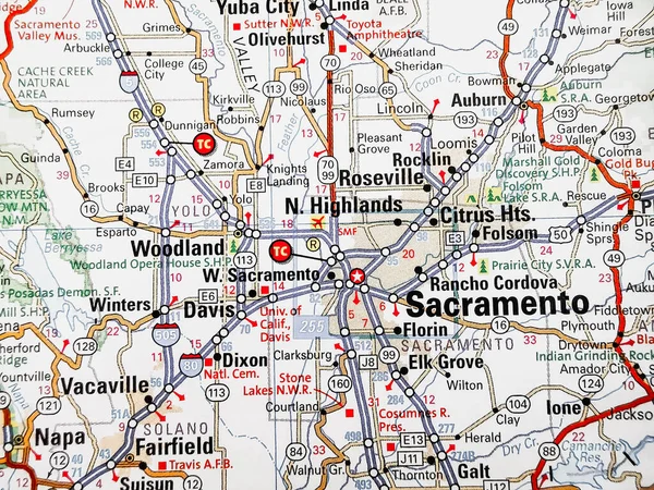 Sacramento Mapa Dos Eua — Fotografia de Stock