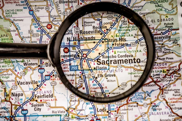 Sacramento Mapa Atlas Información Sobre Viajes —  Fotos de Stock